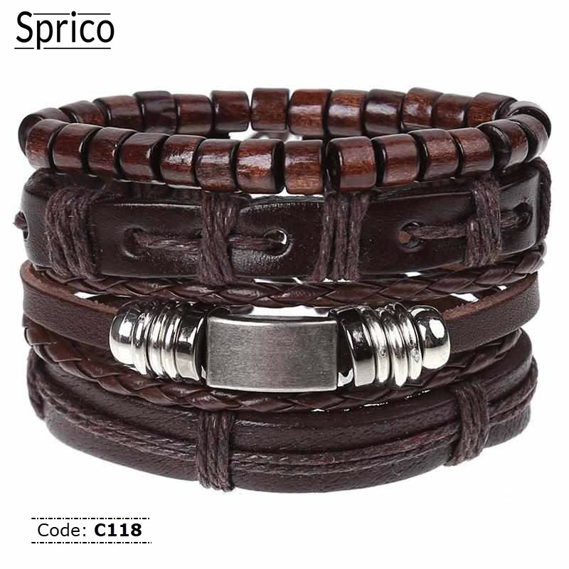 C118 Sprico 4Pcs/ Set Vintage Handmade Bracelet for Men