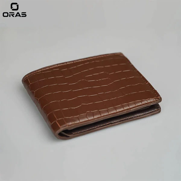 R1086 ORAS Genuine leather stone dice short wallet for men