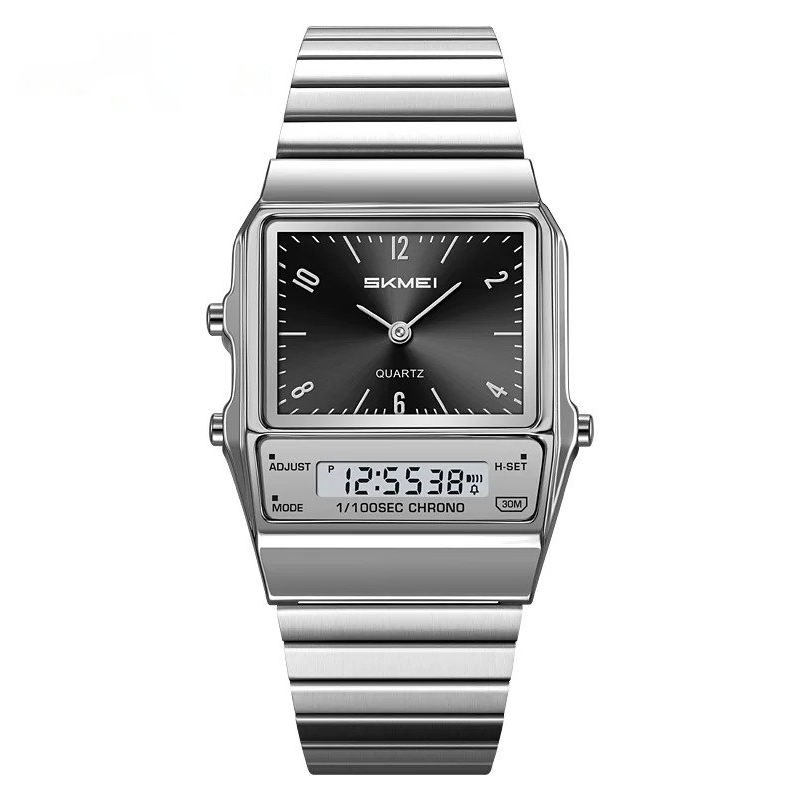 SK119 SKMEI Silver Black Dial Men's Watch