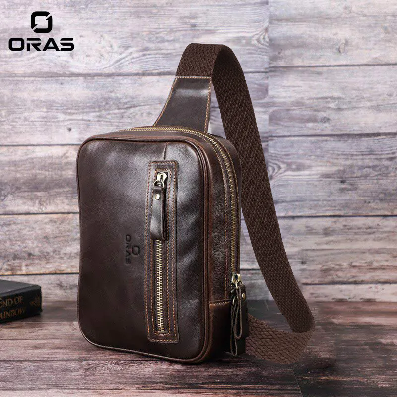 F121 ORAS Genuine Leather Multifunctional Chest Bag