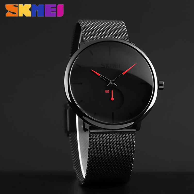 SK115 SKMEI Round Dial Premium Black Watch For Men