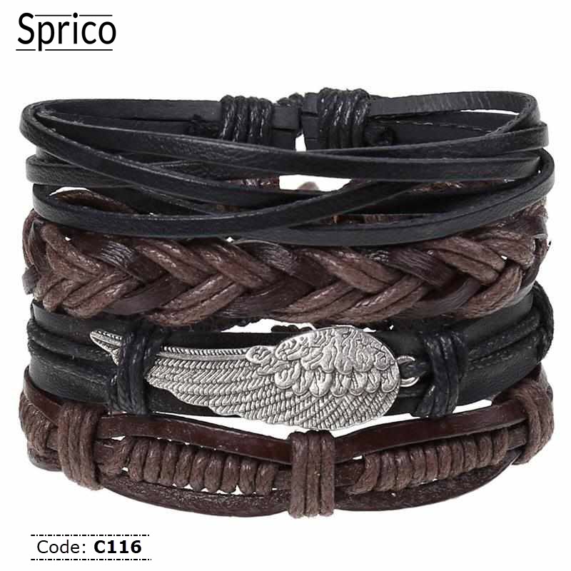 C116 Sprico 4Pcs/ Set Vintage Handmade Bracelet for Men