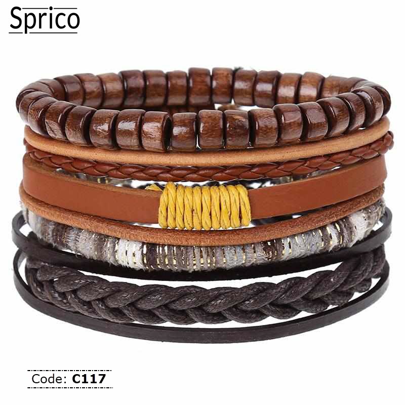 C117 Sprico 4Pcs/ Set Vintage Handmade Bracelet for Men