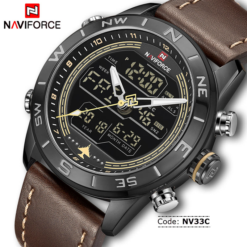 NV33C NAVIFORCE NF9144 Dual Display Military Wristwatch