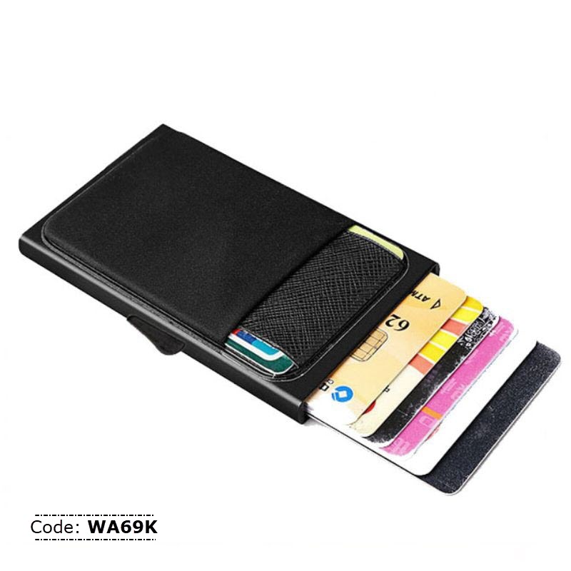 WA69K Mini Aluminum Metal Wallet Automatic Slide Credit Card holder
