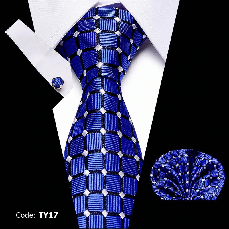 TY17 STARL 100% Silk Tie Hanky Cufflinks Sets