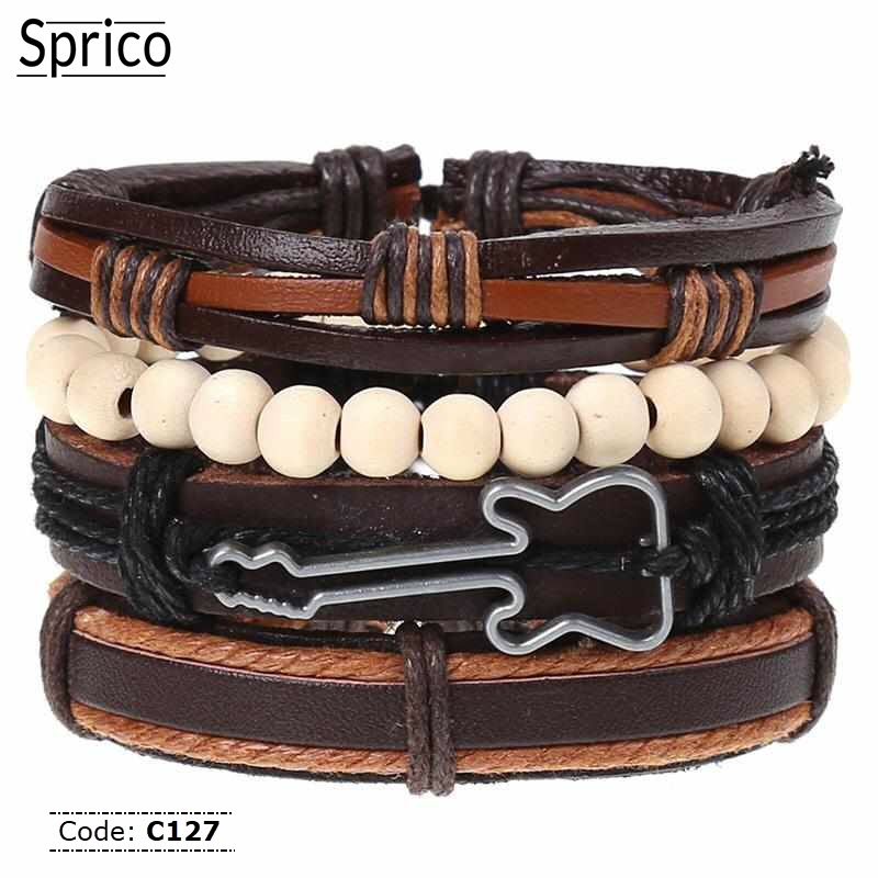 C127 Sprico 4Pcs/ Set Vintage Handmade Bracelet for Men