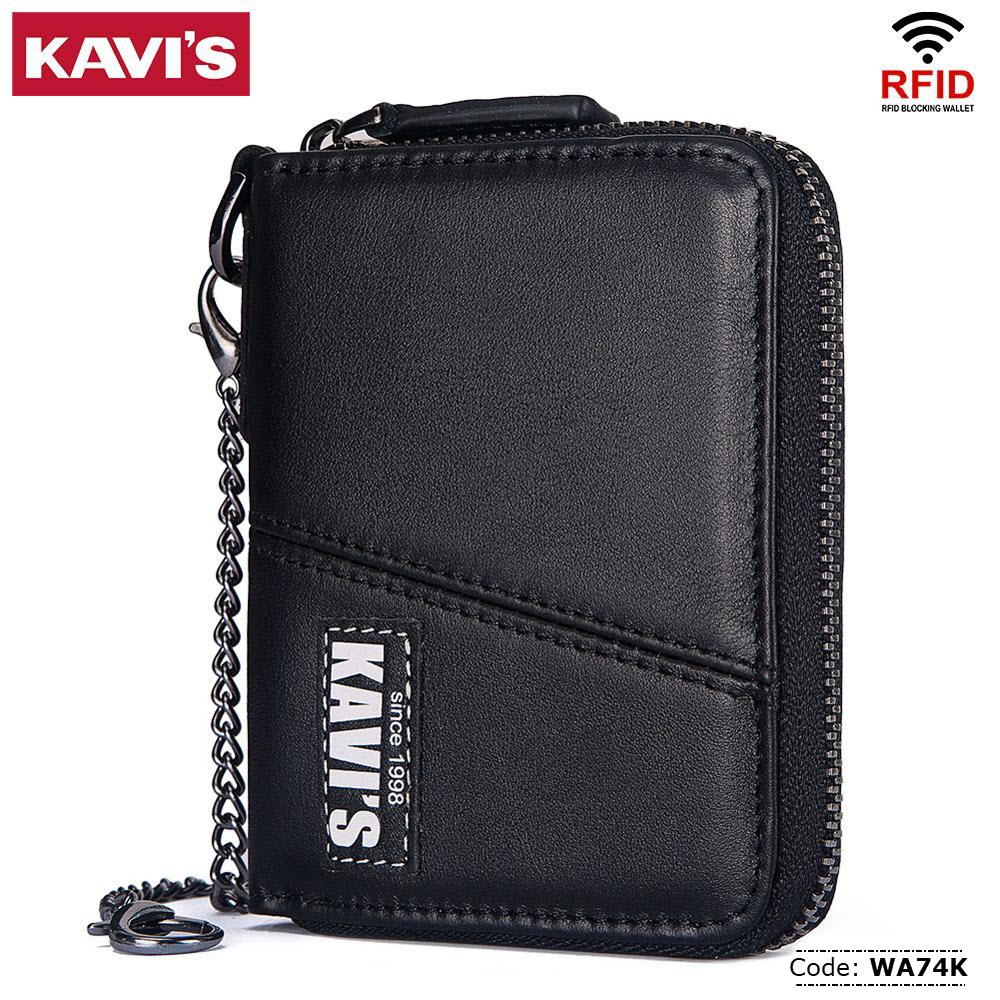 WA74K KAVIS Genuine Leather Zipper Wallet