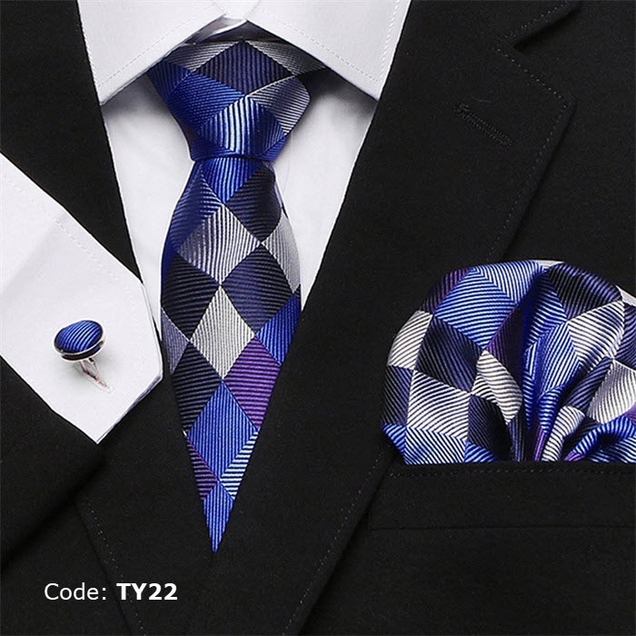 TY22 VanGise 100% Silk Tie Hanky Cufflinks Sets