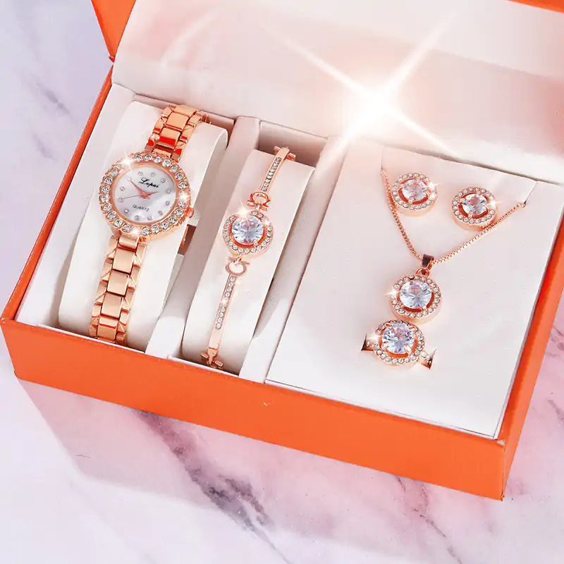K3003 6PCS Luxury Rose Gold Watch Set for Women