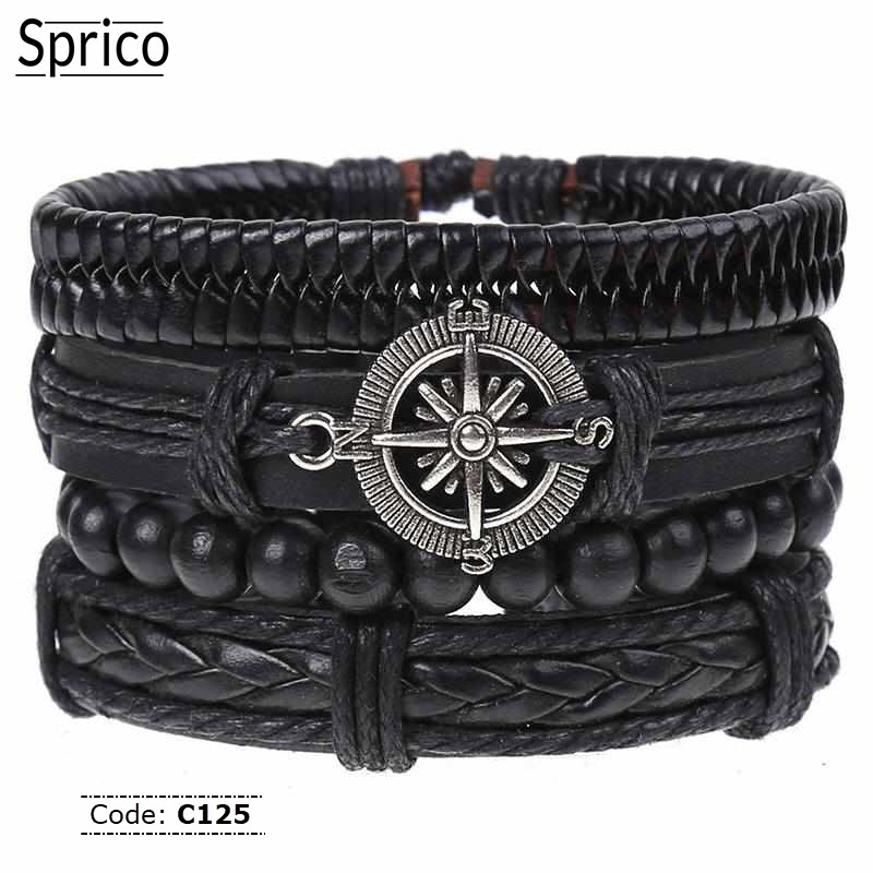 C125 Sprico 4Pcs/ Set Vintage Handmade Bracelet for Men