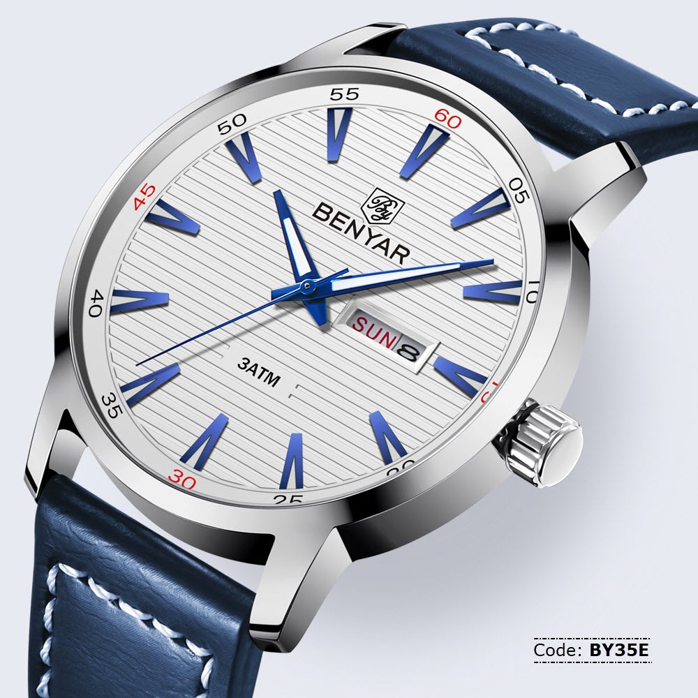 BY35E BENYAR 5145 Genuine Leather Quartz Watch for Men