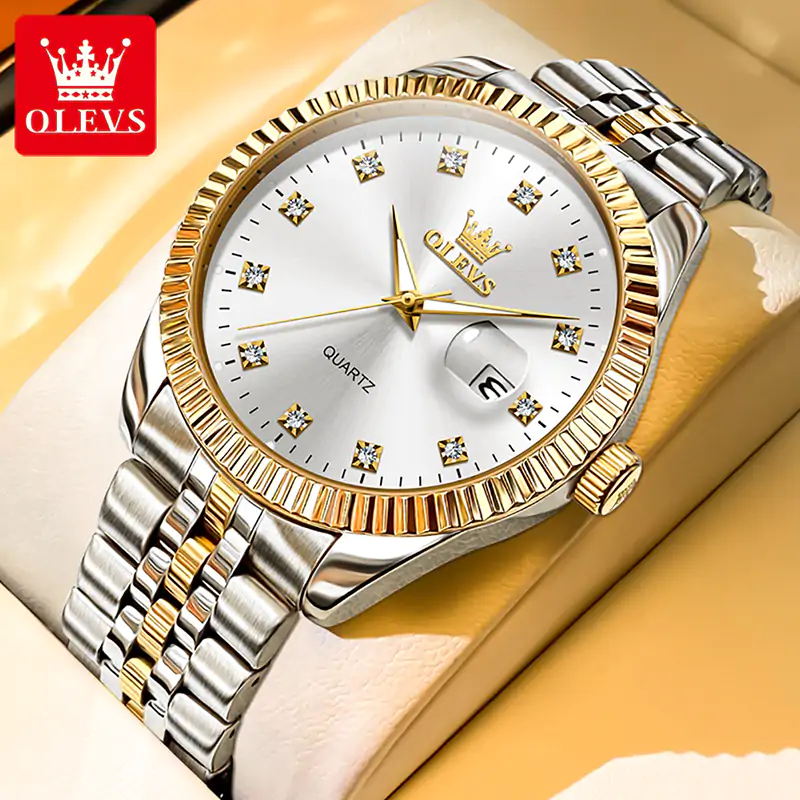 E74W OLEVS 5526 Luxury Diamond Quartz Watch for Men