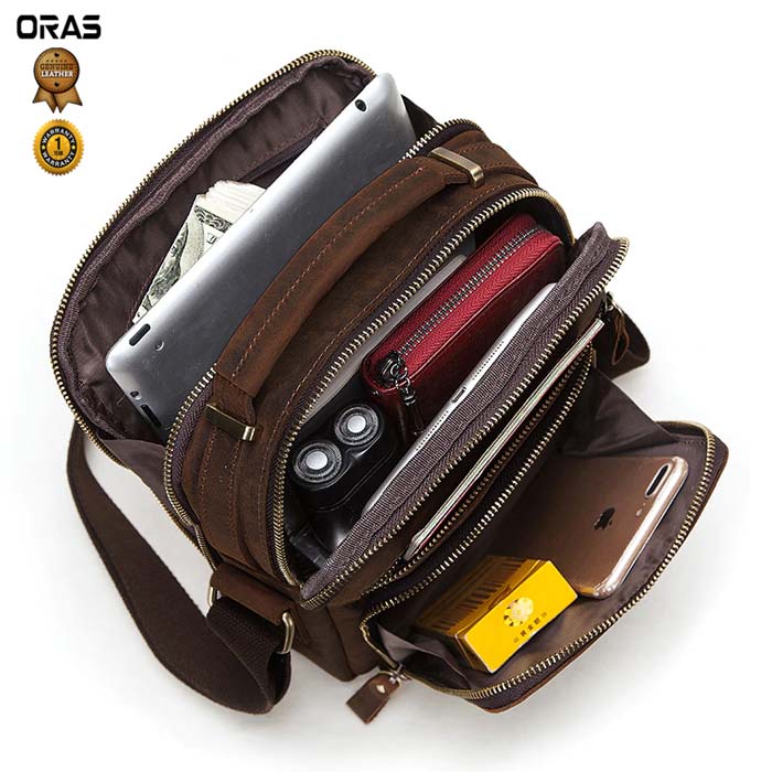 F114 ORAS Genuine Leather Fashion Messenger Bag for Men