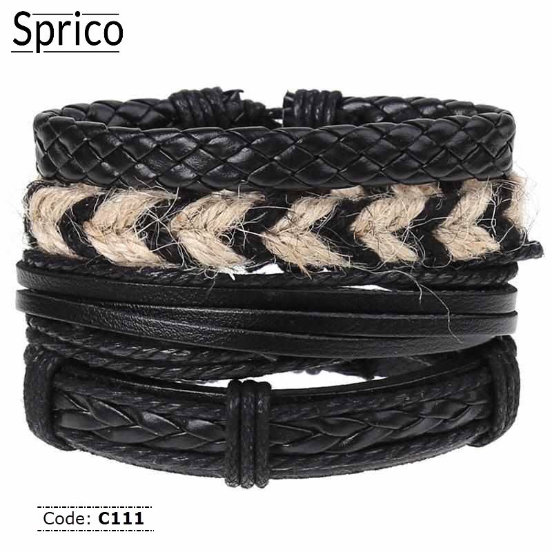 C111 Sprico 4Pcs/ Set Vintage Handmade Bracelet for Men