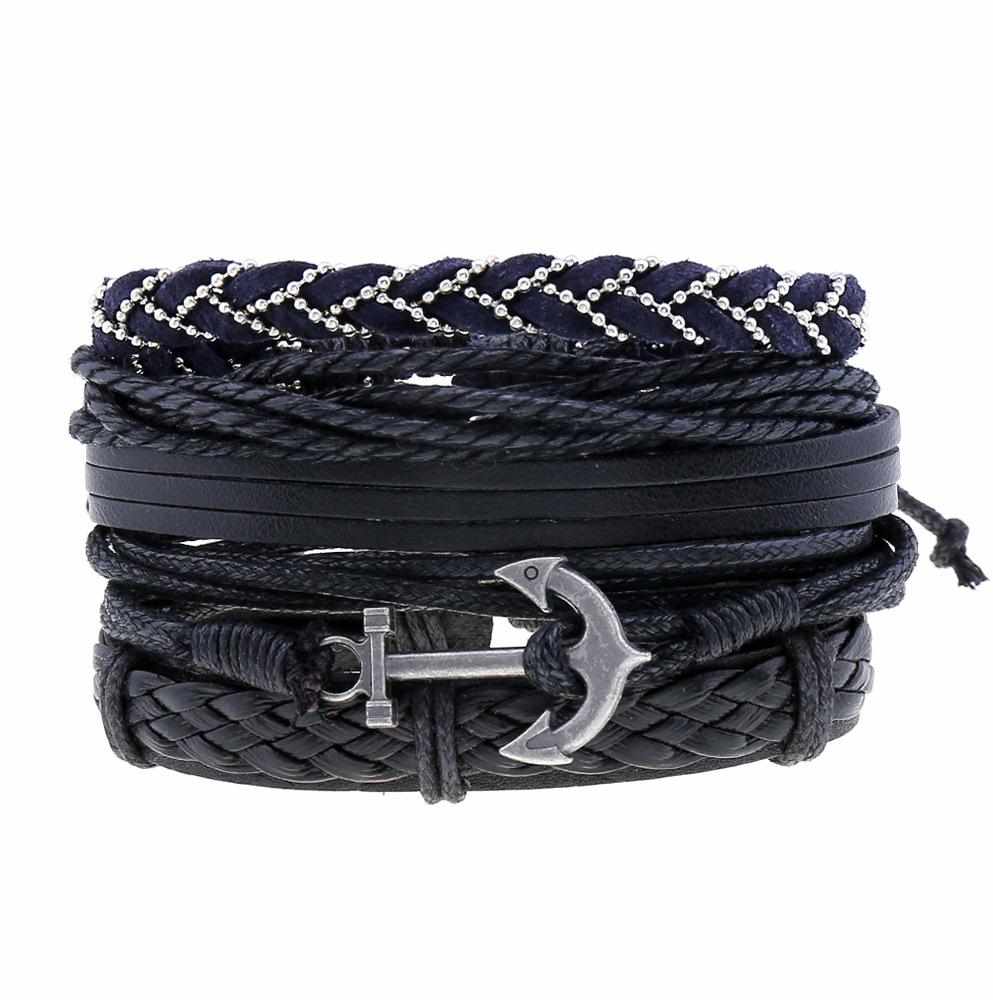 C142 Sprico 4Pcs/ Set Vintage Handmade Bracelet for Men