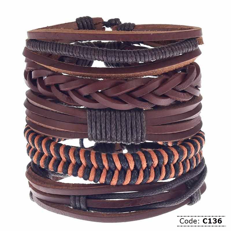 C136 Sprico 5Pcs/ Set Vintage hand-woven Bracelet for Men