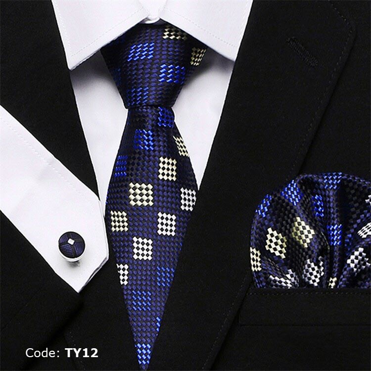 TY12 STARL 100% Silk Tie Hanky Cufflinks Sets