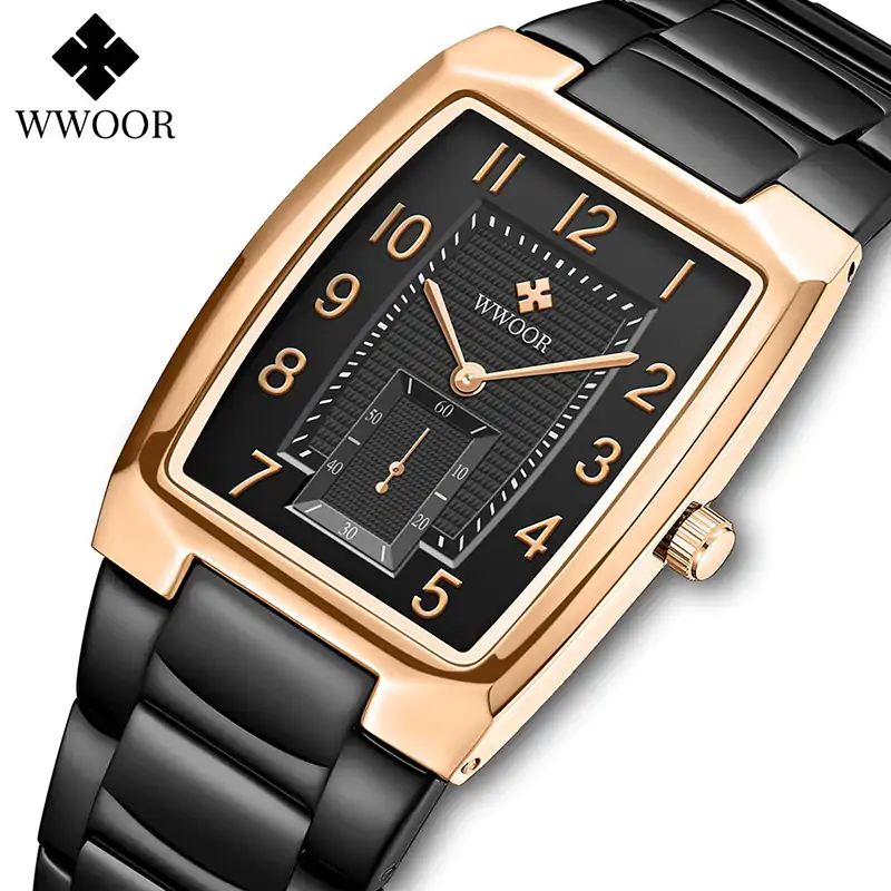 WR18K WWOOR 8837 Square Fashion Watch for Men