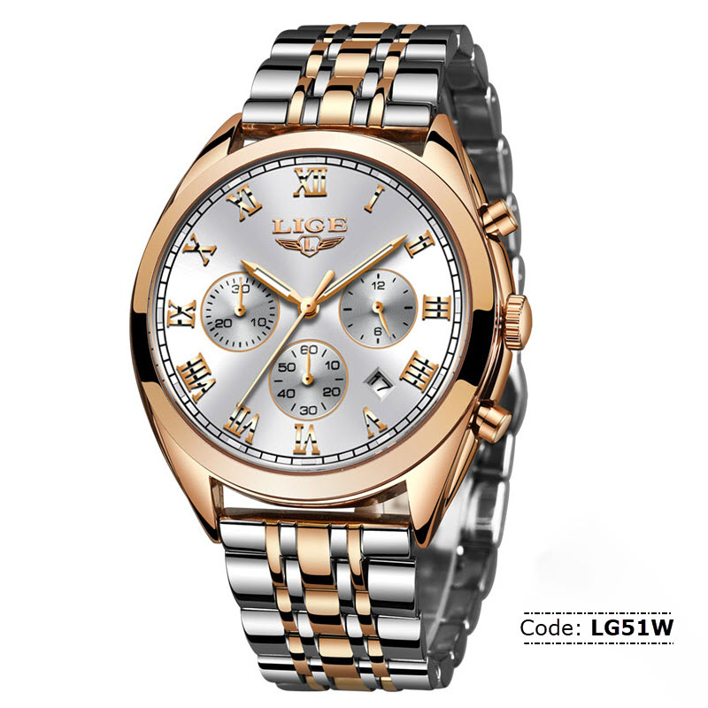 LG51W Lige 9852 Luxury Chronograph Watch for Men