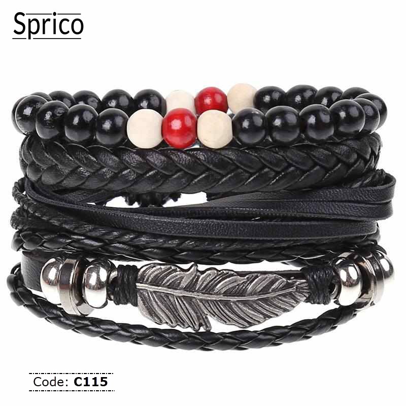 C115 Sprico 4Pcs/ Set Vintage Handmade Bracelet for Men
