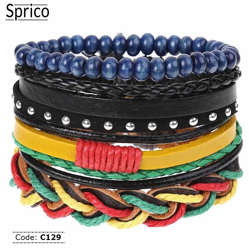 C129 Sprico 4Pcs/ Set Vintage Handmade Bracelet for Men