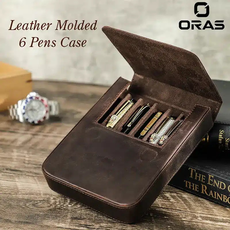 R1034 ORAS Genuine Leather Handmade Creative Drawer Type Pen Storage Box
