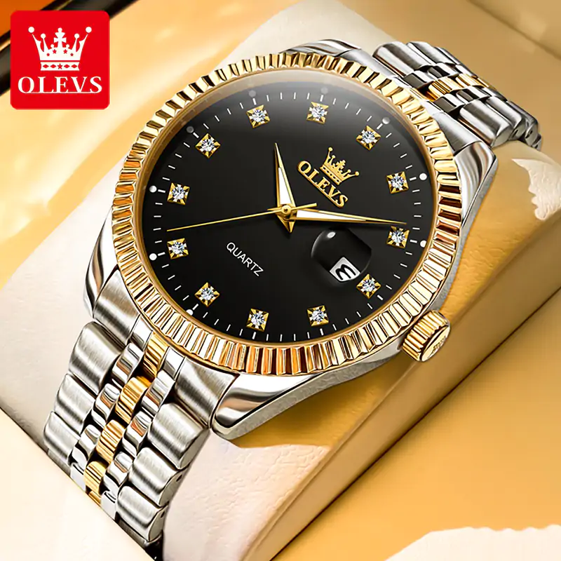 E74K OLEVS 5526 Luxury Diamond Quartz Watch for Men
