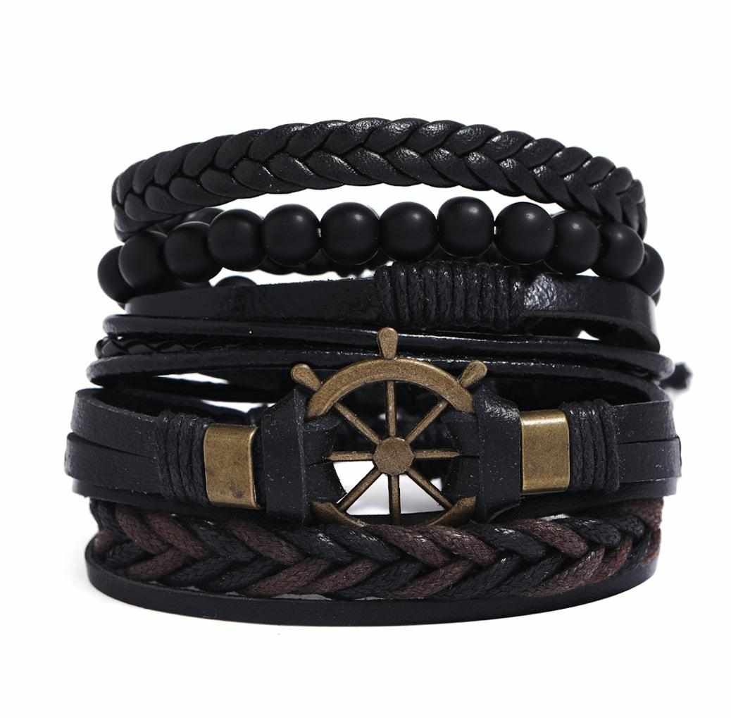 C143 Sprico 5Pcs/ Set Vintage Handmade Bracelet for Men