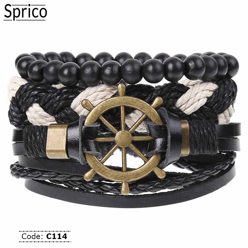 C114 Sprico 4Pcs/ Set Vintage Handmade Bracelet for Men