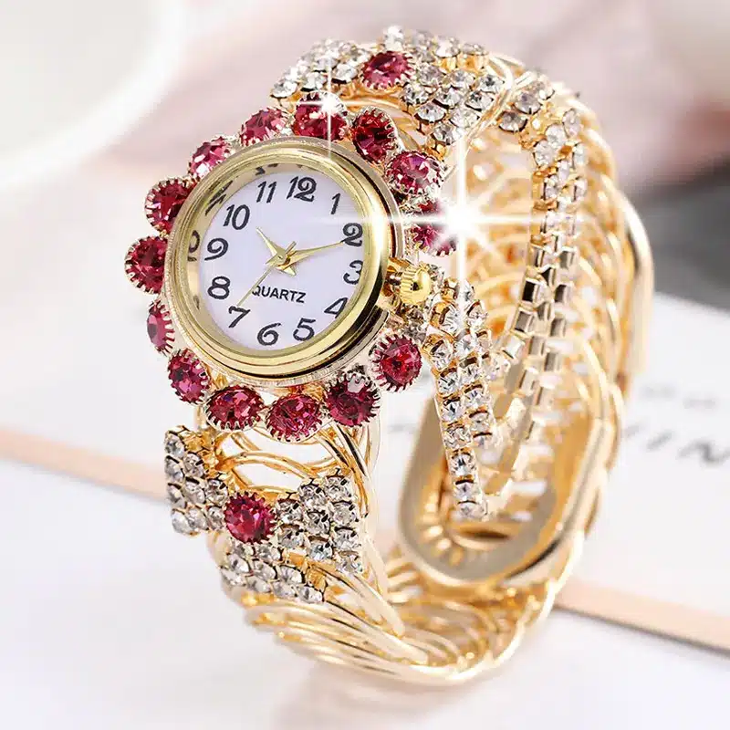 K3016 Rhinestone Décor Round Pointer Watch