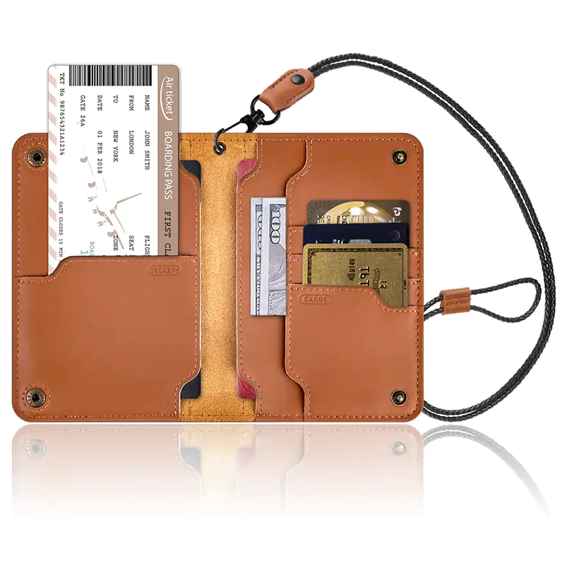 R1043 Oras Genuine Leather Travel Organizer Neck Passport Case