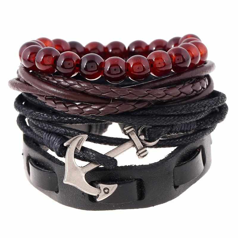 C155 Sprico 4Pcs/ Set Vintage Handmade Bracelet for Men