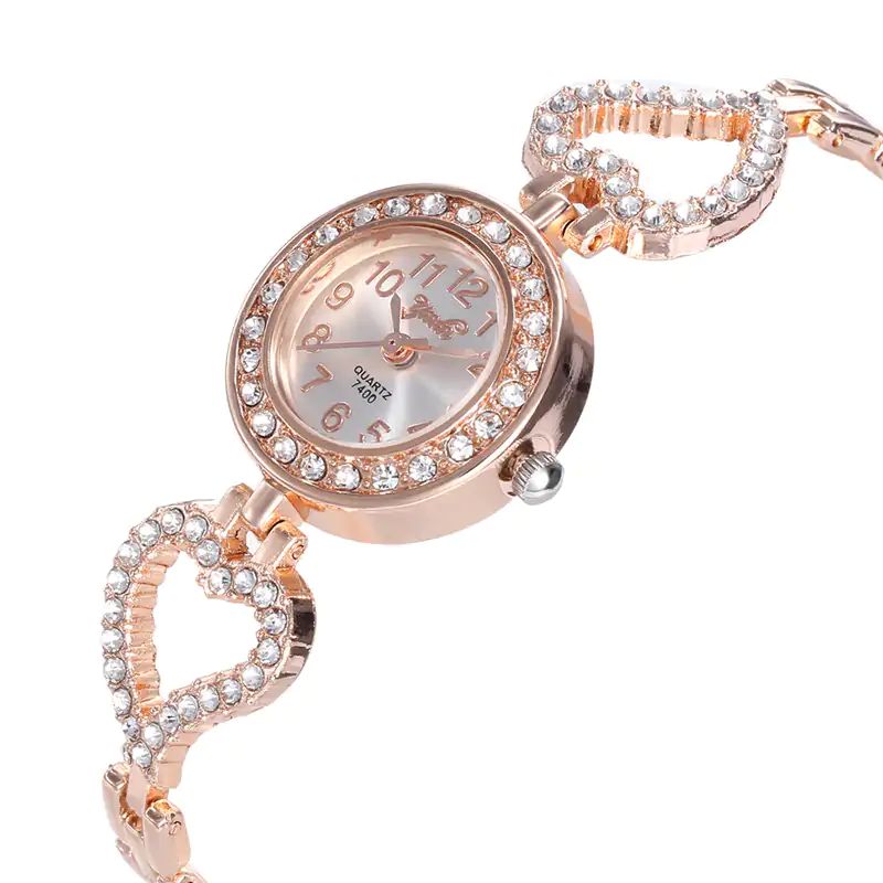 K3012 Rhinestone Décor Round Pointer Watch
