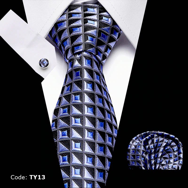TY13 VanGise 100% Silk Tie Hanky Cufflinks Sets