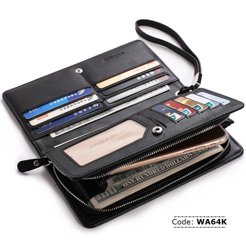 WA64K JINBAOLAI Leather Mobile Phone and Card Holder For Men