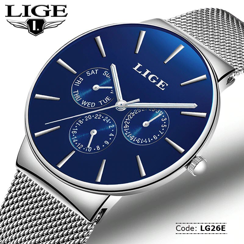 LG26E LIGE 9868 Mesh Belt Watch for Men