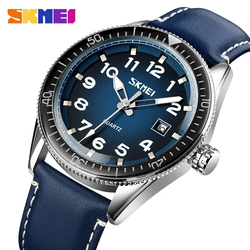 SK82E SKMEI 9232 Leather Strap Dress Watch for Men