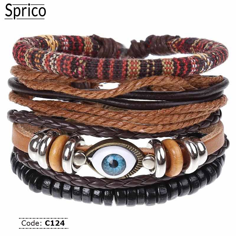C124 Sprico 4Pcs/ Set Vintage Handmade Bracelet for Men
