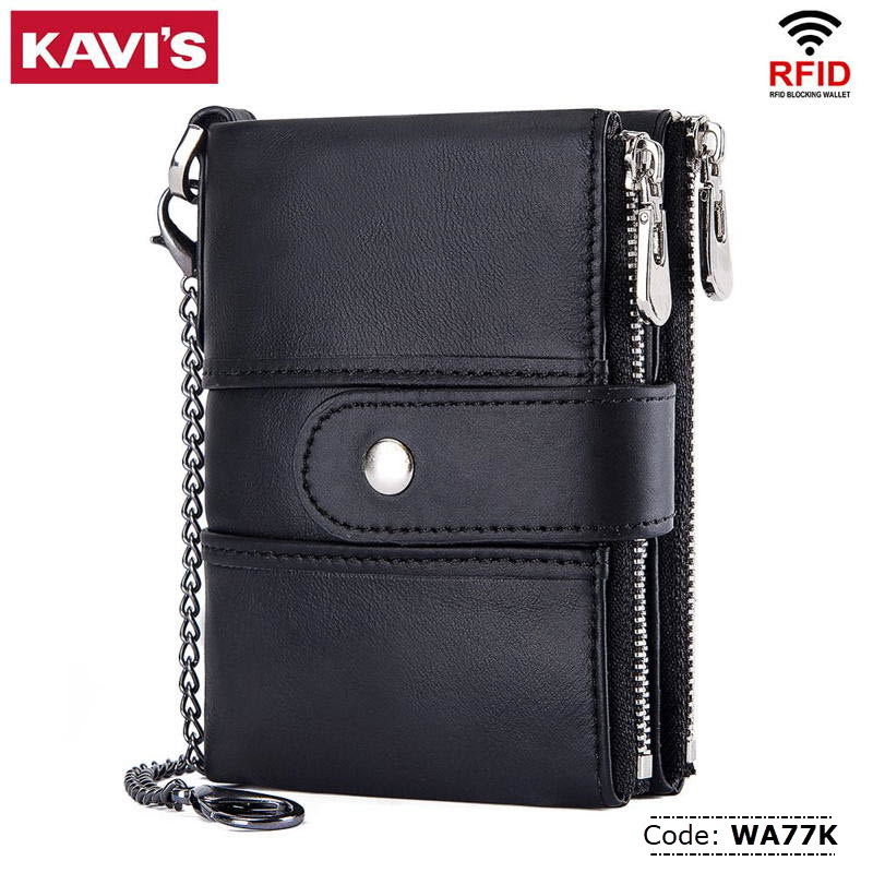WA77K KAVIS Genuine Leather Zipper Wallet