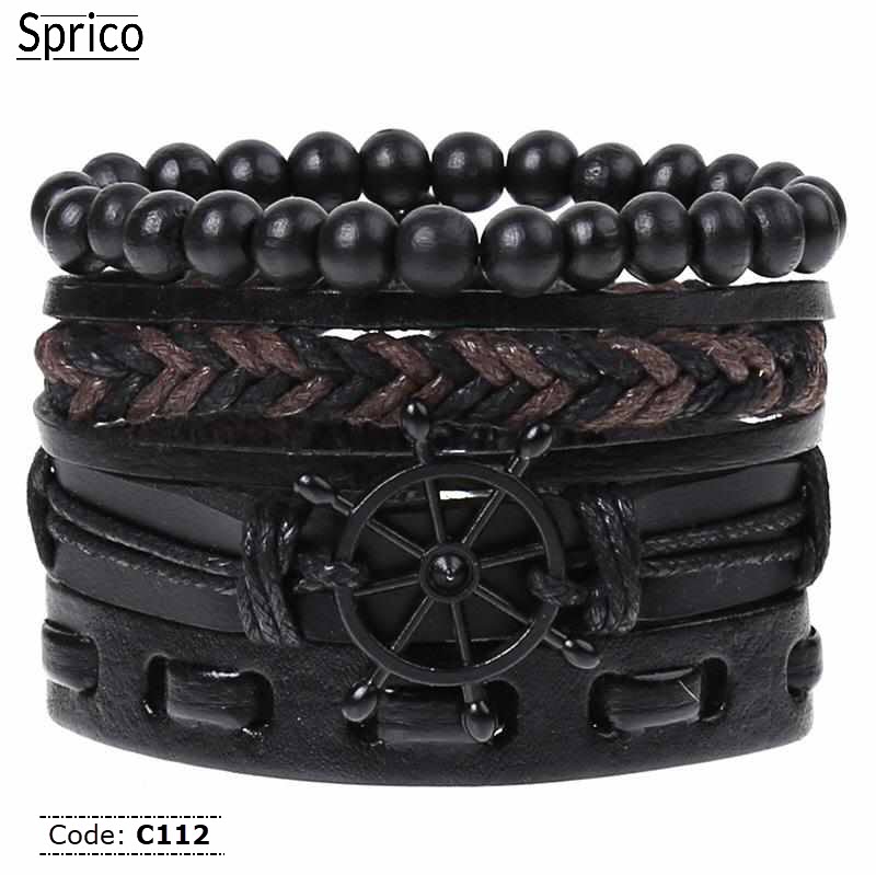C112 Sprico 4Pcs/ Set Vintage Handmade Bracelet for Men