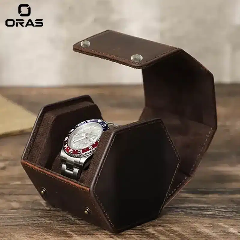 R1071 ORAS Genuine Leather 1 Slots Watch Storage Case
