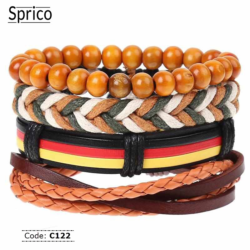 C122 Sprico 4Pcs/ Set Vintage Handmade Bracelet for Men