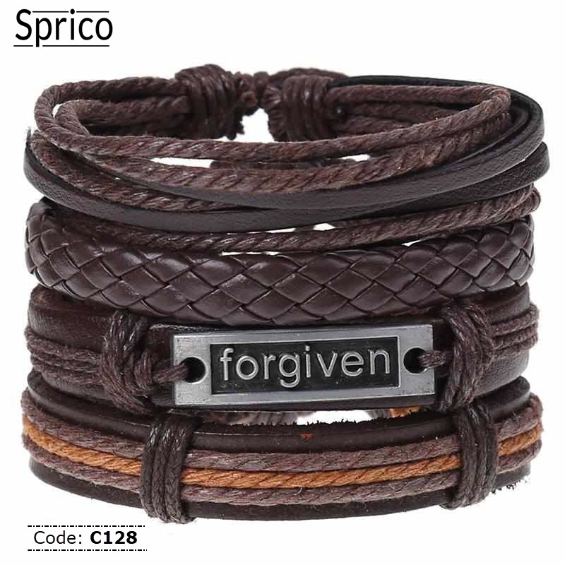 C128 Sprico 4Pcs/ Set Vintage Handmade Bracelet for Men