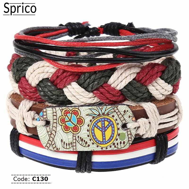 C130 Sprico 4Pcs/ Set Vintage Handmade Bracelet for Men