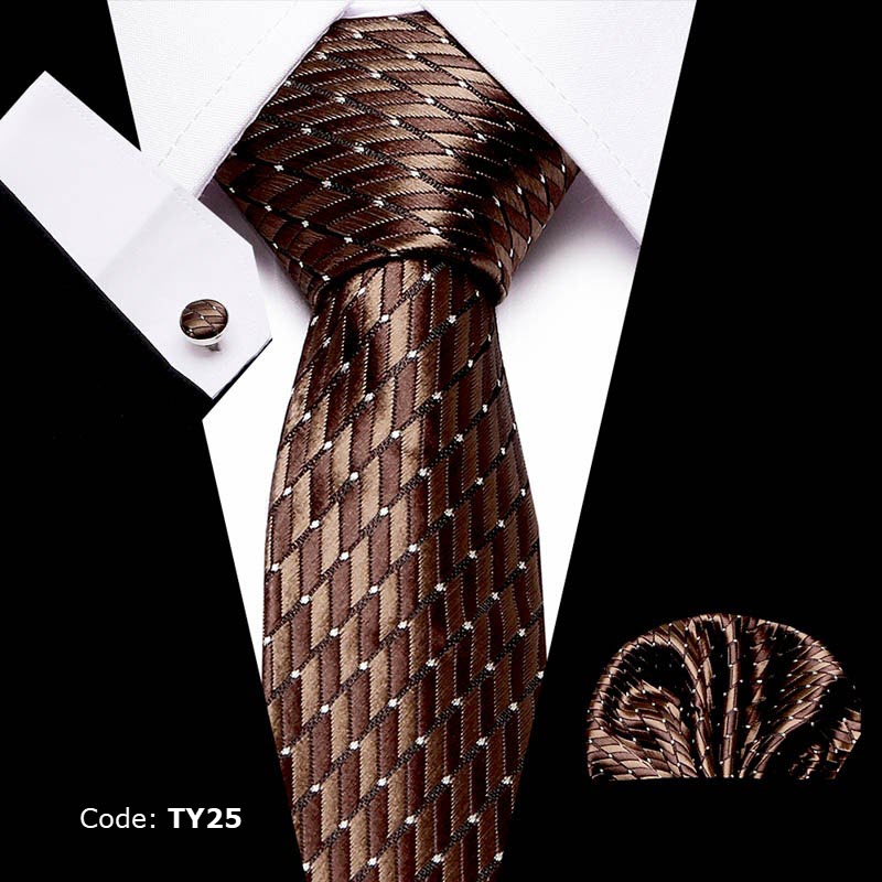 TY25 VanGise 100% Silk Tie Hanky Cufflinks Sets