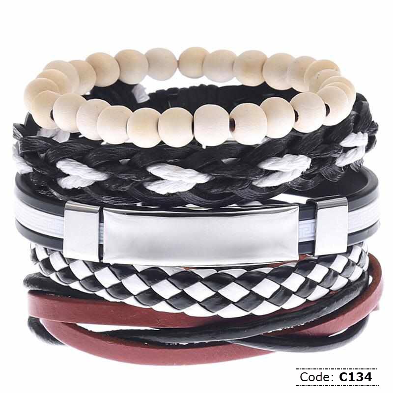 C134 Sprico 5Pcs/ Set Vintage hand-woven Bracelet for Men