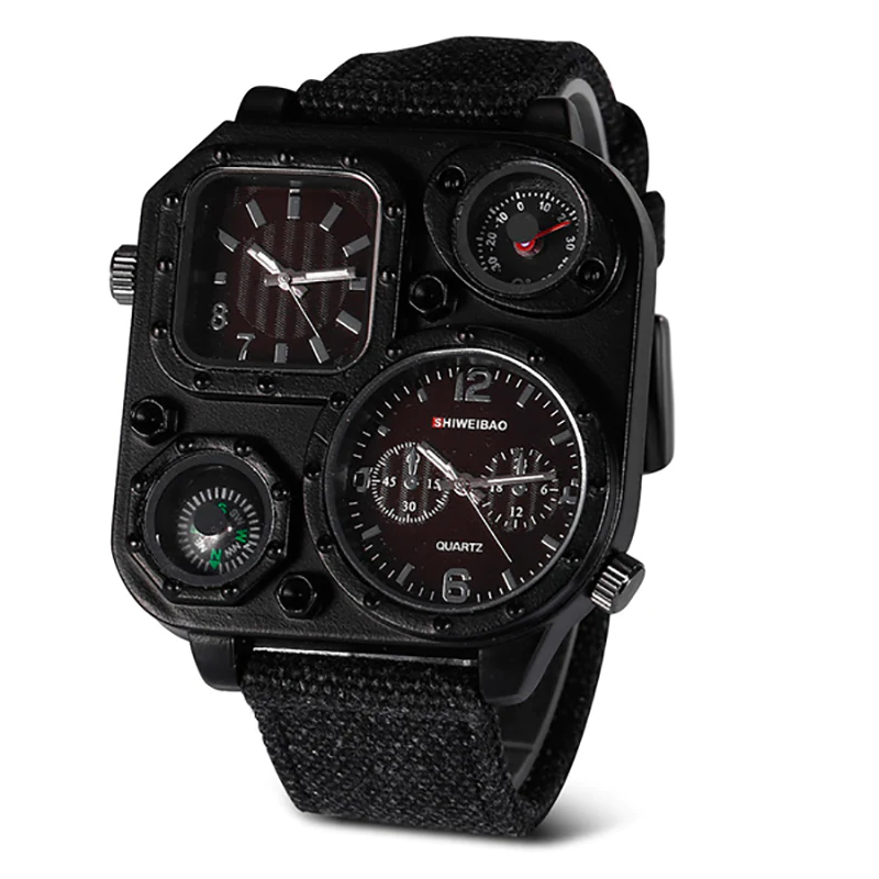 UM30 Men’s Dual-Time Military Sport Watch with Compass and Canvas Strap