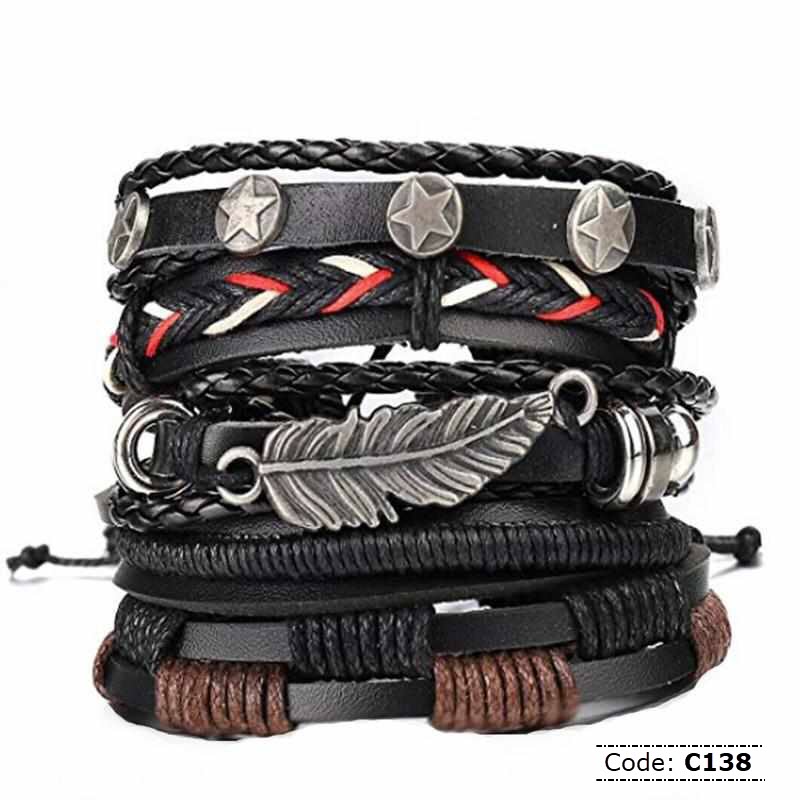 C138 Sprico 5Pcs/ Set Vintage hand-woven Bracelet for Men