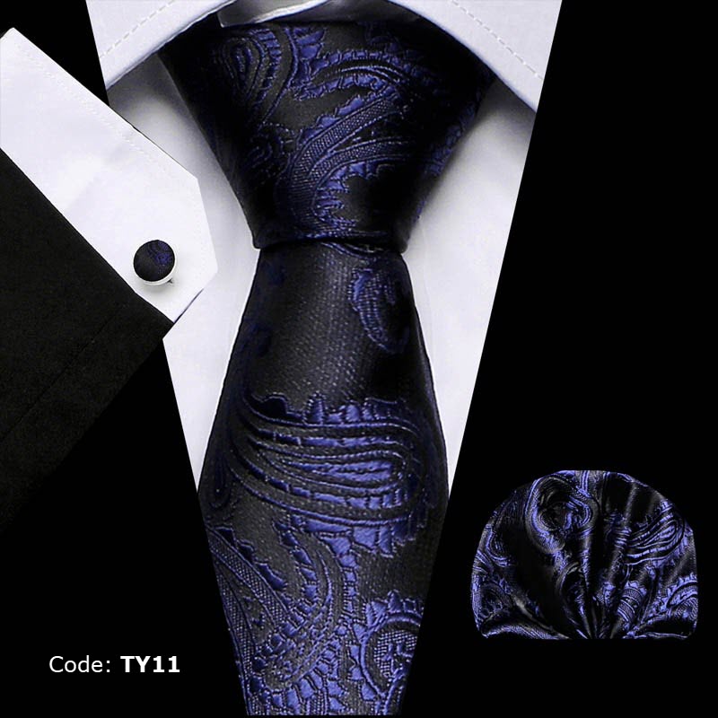 TY11 STARL 100% Silk Tie Hanky Cufflinks Sets